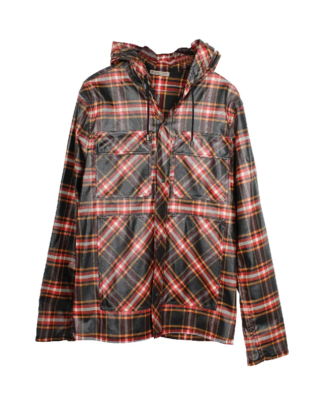 Bottega Veneta Check Hooded Jacket in Multicolor Wool Blend