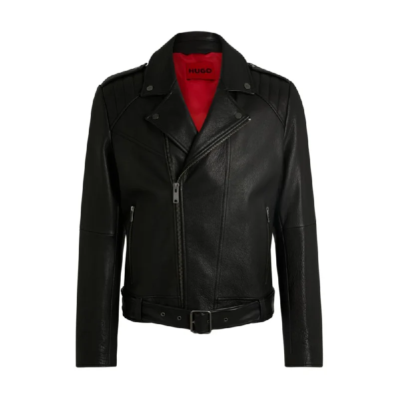 Buffalo-leather jacket with contrast lining