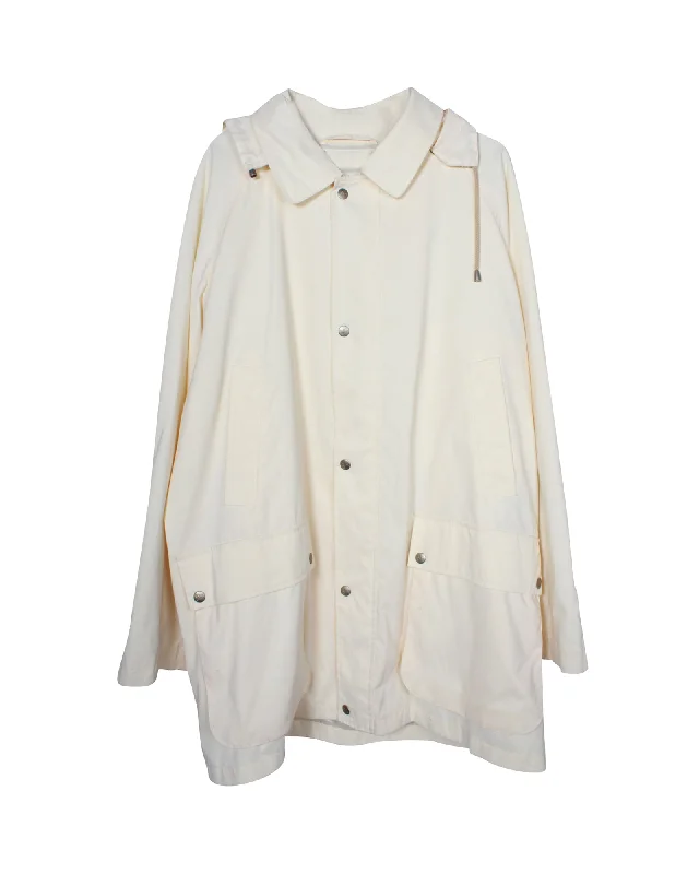 Burberry Hooded Parka in Cream Cotton