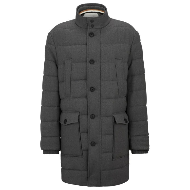 Regular-fit padded coat in a stretch wool blend