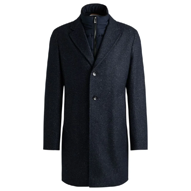 Slim-fit coat with detachable zip-up inner