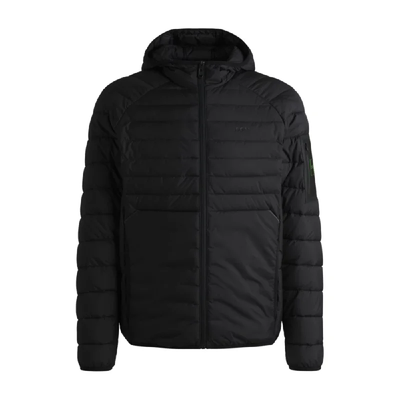 Water-repellent padded jacket with decorative reflective details