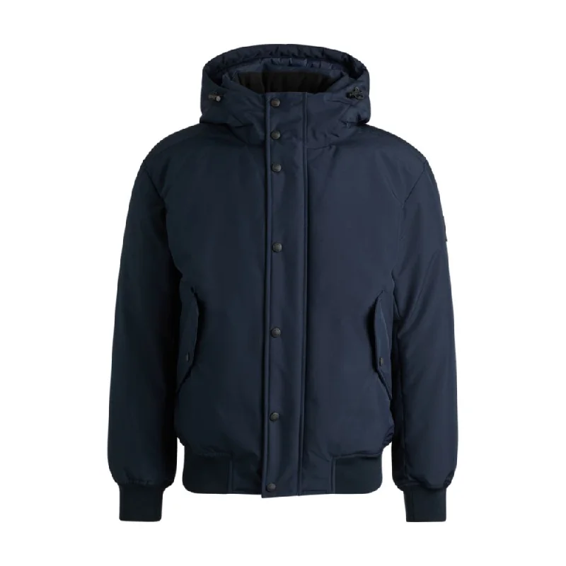 Water-repellent parka jacket with polar-fleece collar lining