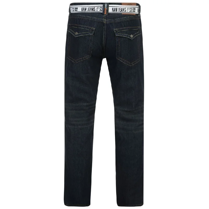 KAM K-Carlos Indigo Belted Slim Mens Jeans