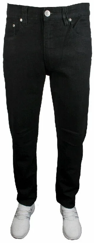 Kam Men's Regular Fit Stretch Jeans in Black Waist Size 30-38