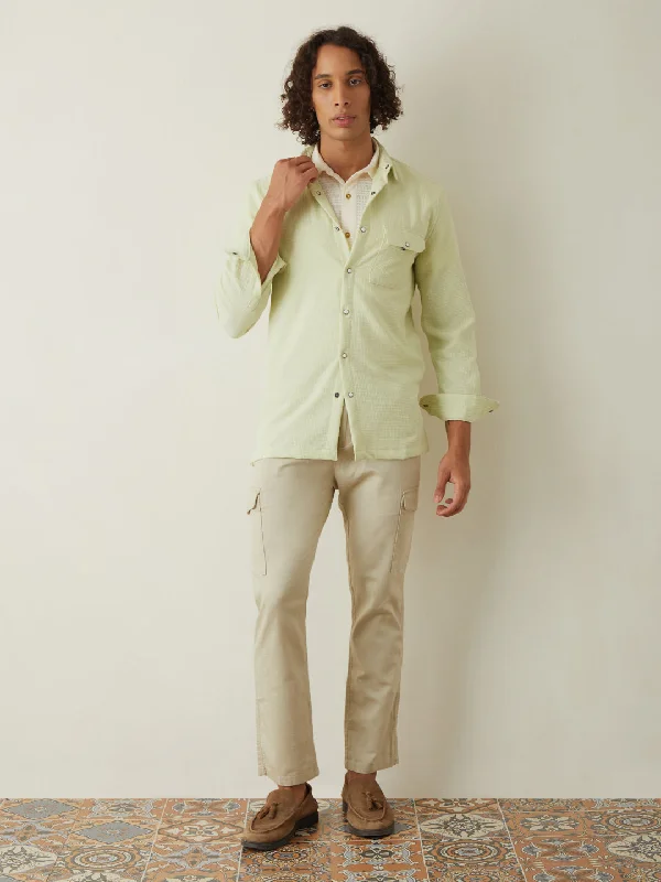 Light Green Plain Casual Shirt