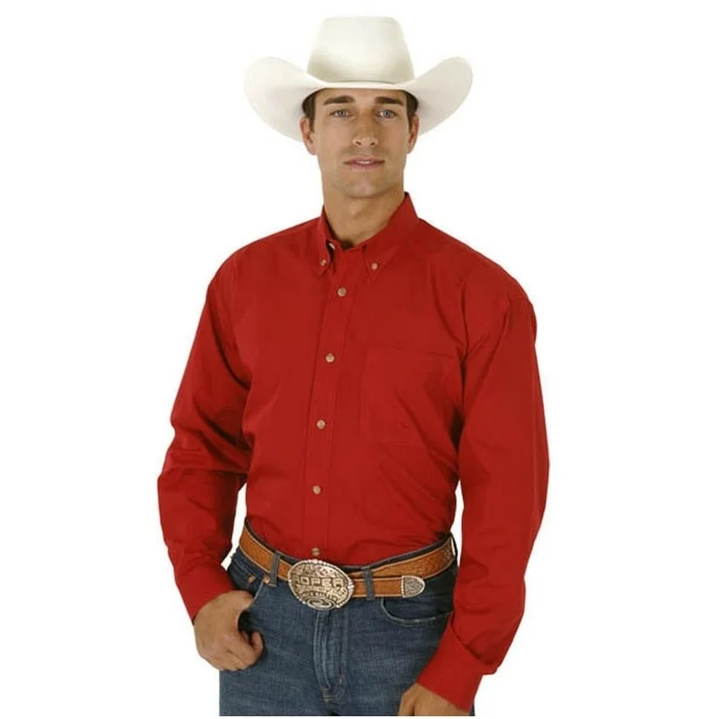 Roper Western Shirt Mens L/S Button Solid Red 03-001-0366-0022 RE