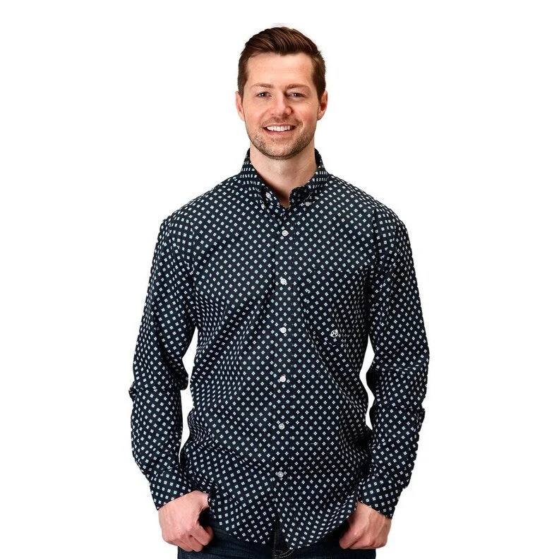 Roper Western Shirt Mens L/S Open Pocket Black 03-001-0326-0178 BL