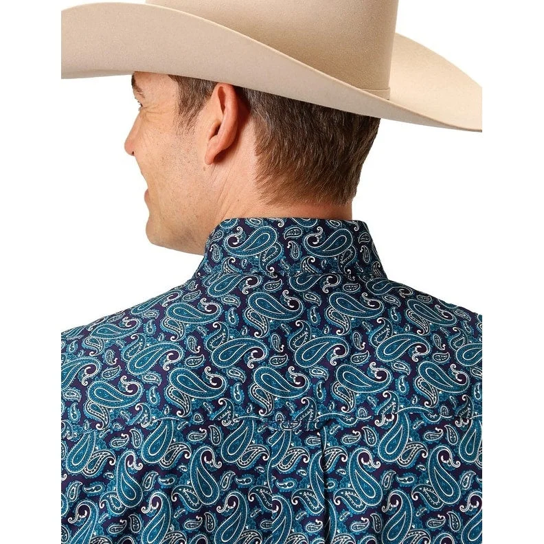 Roper Western Shirt Mens L/S Paisley Print Teal 03-001-0326-2009 GR