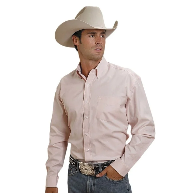 Stetson Western Shirt Mens L/S Solid Button Pink 11-001-0566-0040 PI