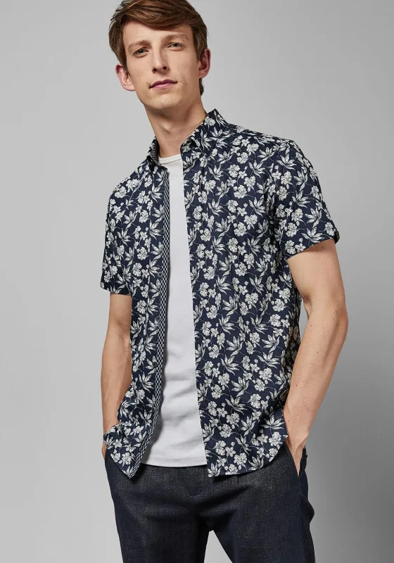 Ted Baker Statement Floral Print Shirt, Navy