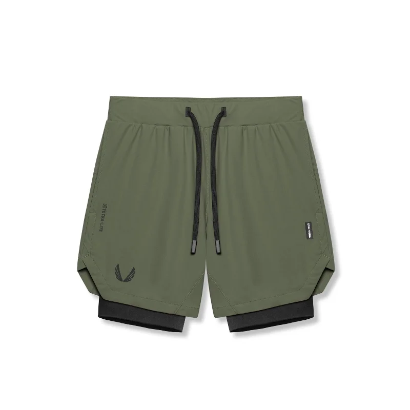 0866. Tetra-Lite® 7" Liner Short - Olive "Wings"/ Black