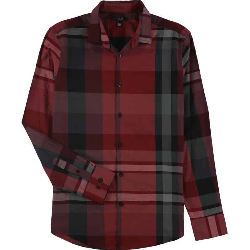 Alfani Mens Bowler Plaid Button Up Shirt