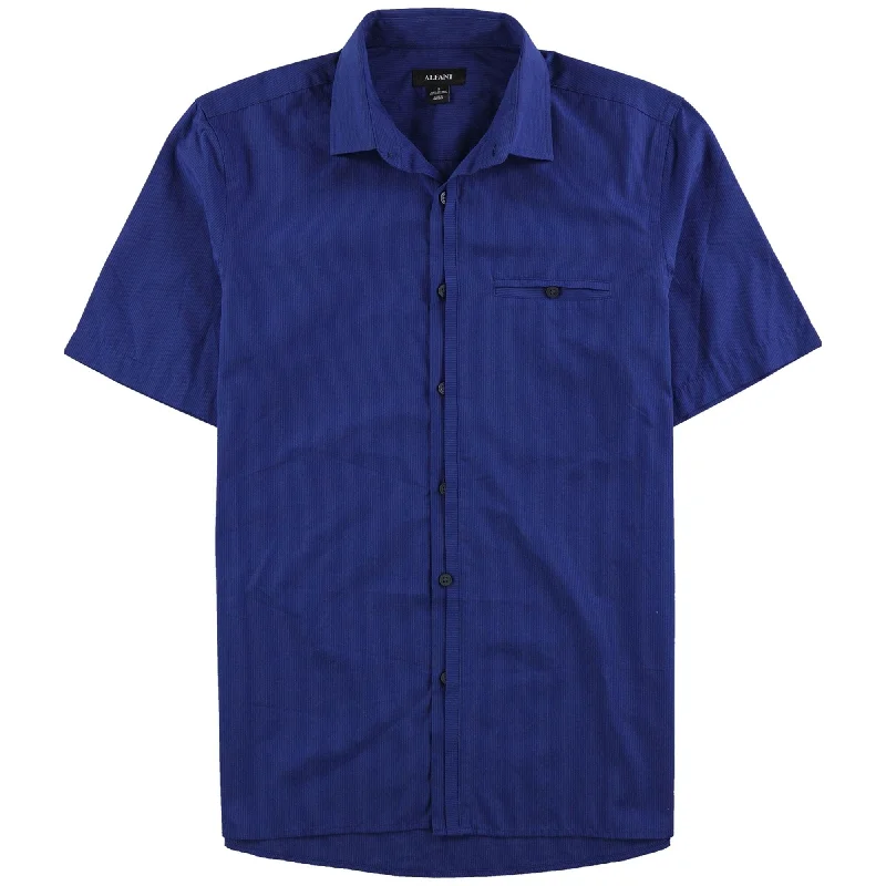 Alfani Mens Hinkley Button Up Shirt, Blue, Small