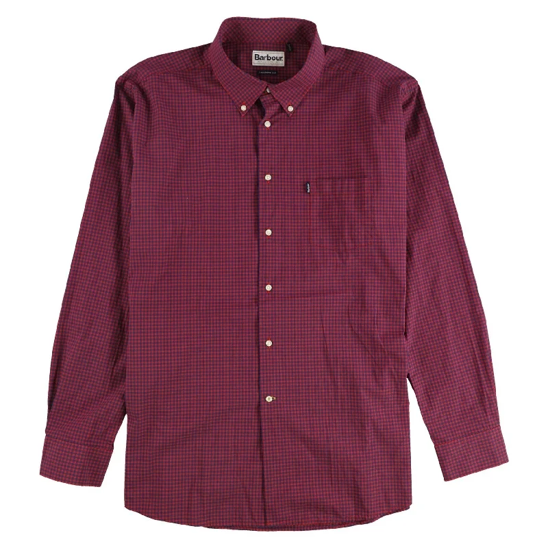 Barbour Mens Leonard Gingham Button Up Shirt, Red, X-Large