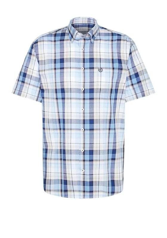 Bugatti 9450 Check Short Sleeve Shirt, Blue