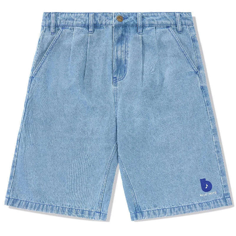 Butter Goods - Blue Note Pleated Denim Shorts Washed Indigo