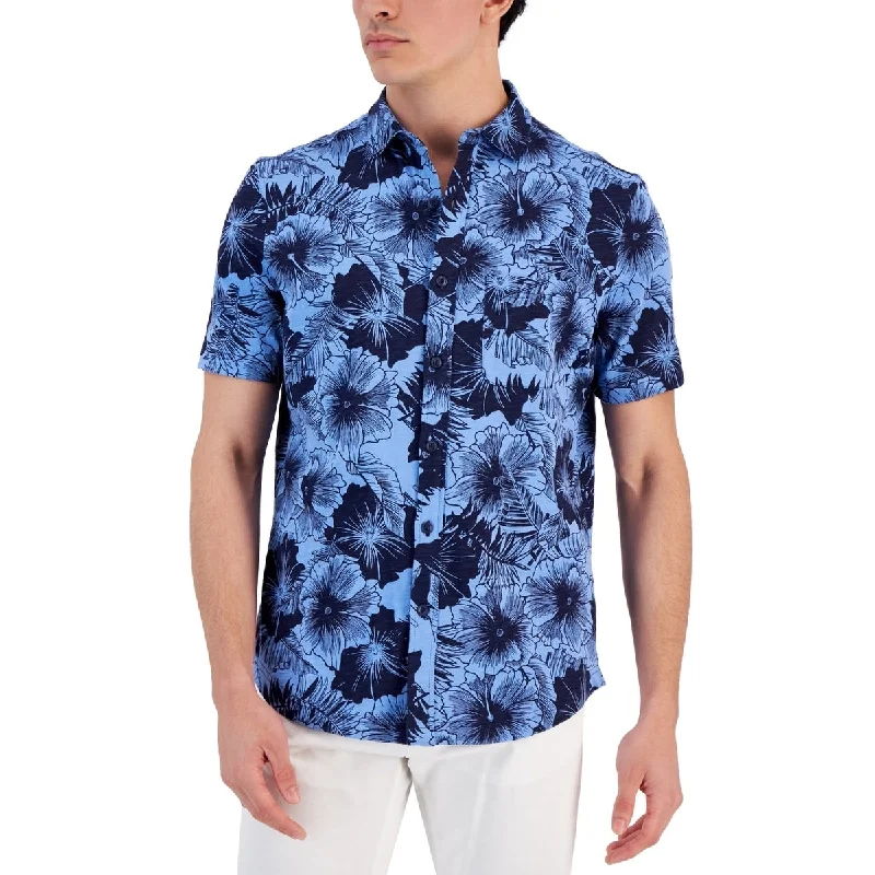 Club Room Men's Regular Fit Floral PrinT-Shirt Blue Size X-Large