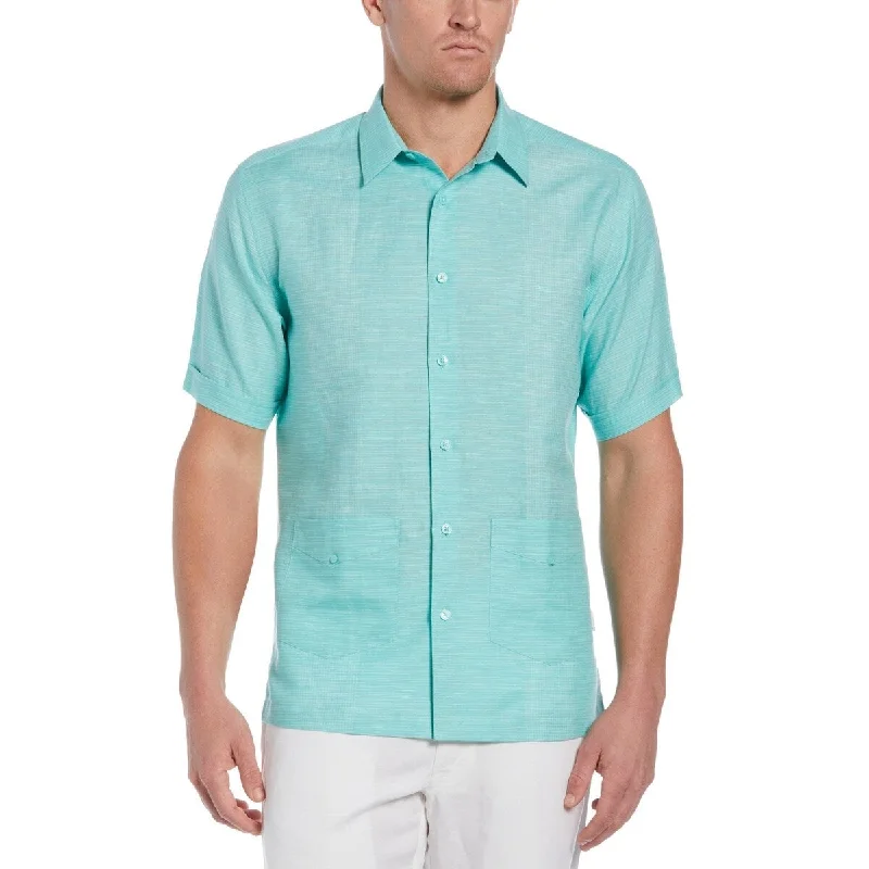 Cubavera Men's Guayabera Yarn-Dyed Striped Shirt Blue Size Large