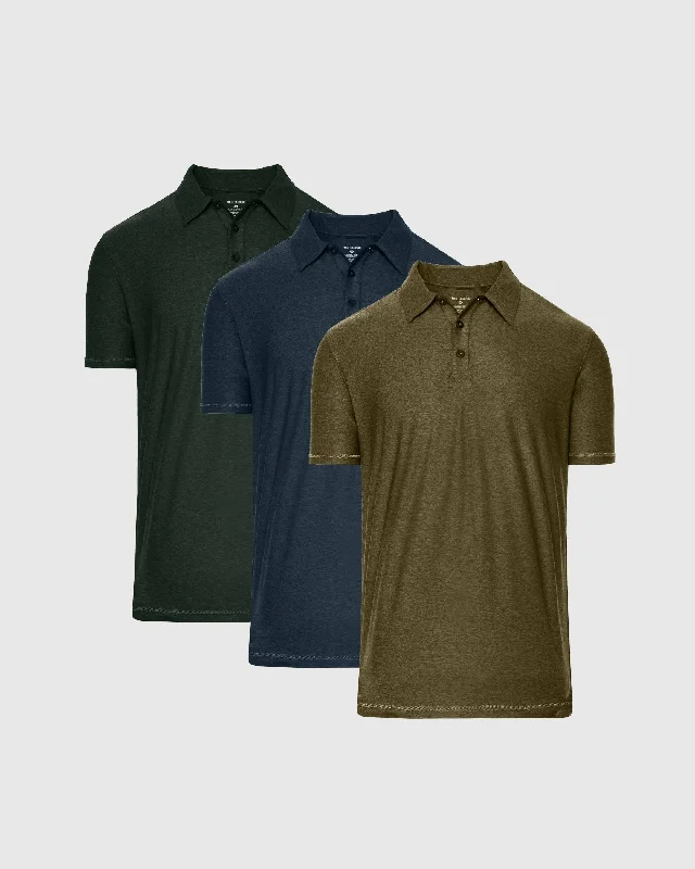 Dark Heather Active Polo 3-Pack