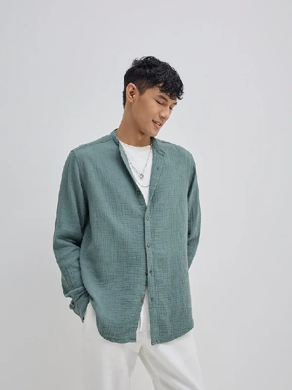 ETA Sage Crinkle-Textured Resort-Fit Cotton Shirt