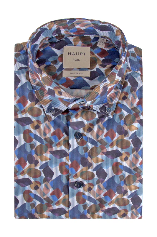 Haupt LS Geo Pattern Shirt Navy