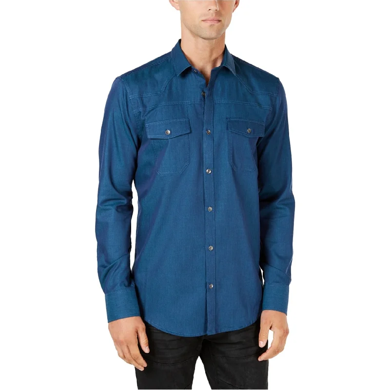 I-N-C Mens Solid Button Up Shirt