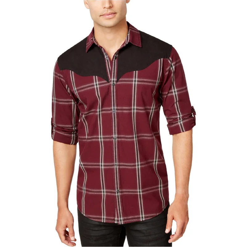 I-N-C Mens Western Plaid Button Up Shirt