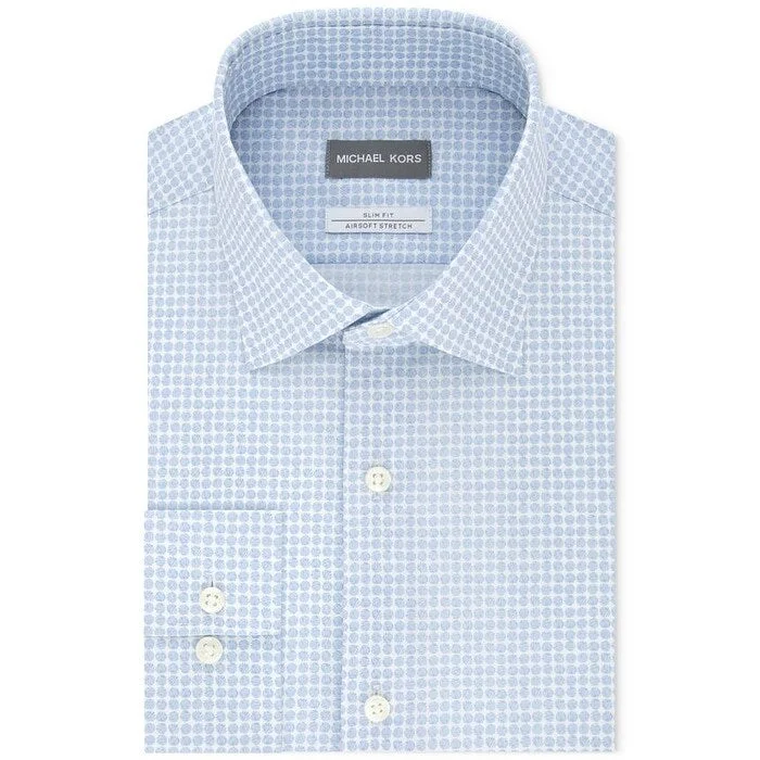 Michael Kors Men's Printed Slim Fit Button Down Shirt Blue Size 15X34X35 - 15X34-35