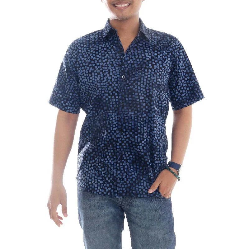 NOVICA Pixel Play, Men's cotton batik shirt