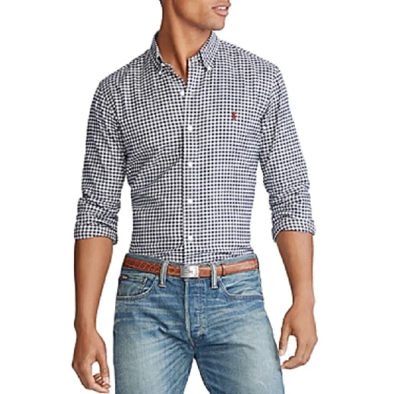 Ralph Lauren Men's Classic Fit Gingham Twill Shirt Blue Size X-Small