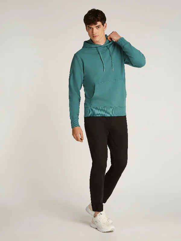 Cotton Terry Badge Hoodie in Atlantic