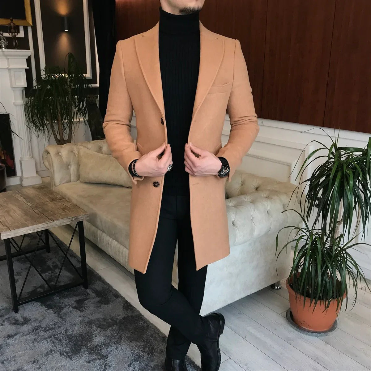 Charleston Camel Wool Blend Over Coat by Italian Vega®