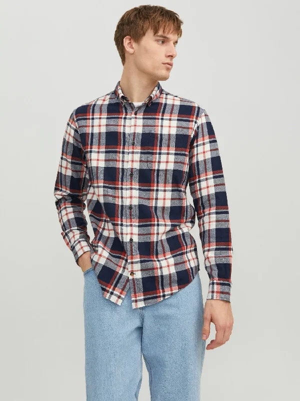 Slim Fit Checked Shirt in Cinnabar