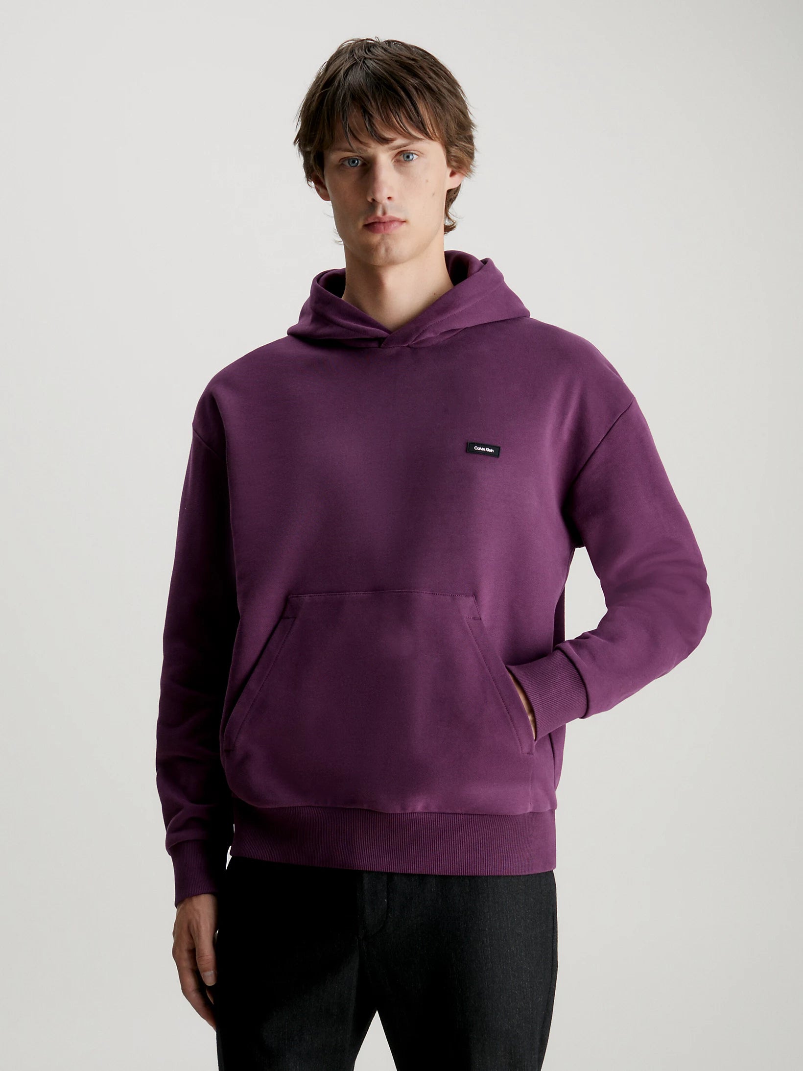 Cotton Micro Logo Hoodie in Italian Plum