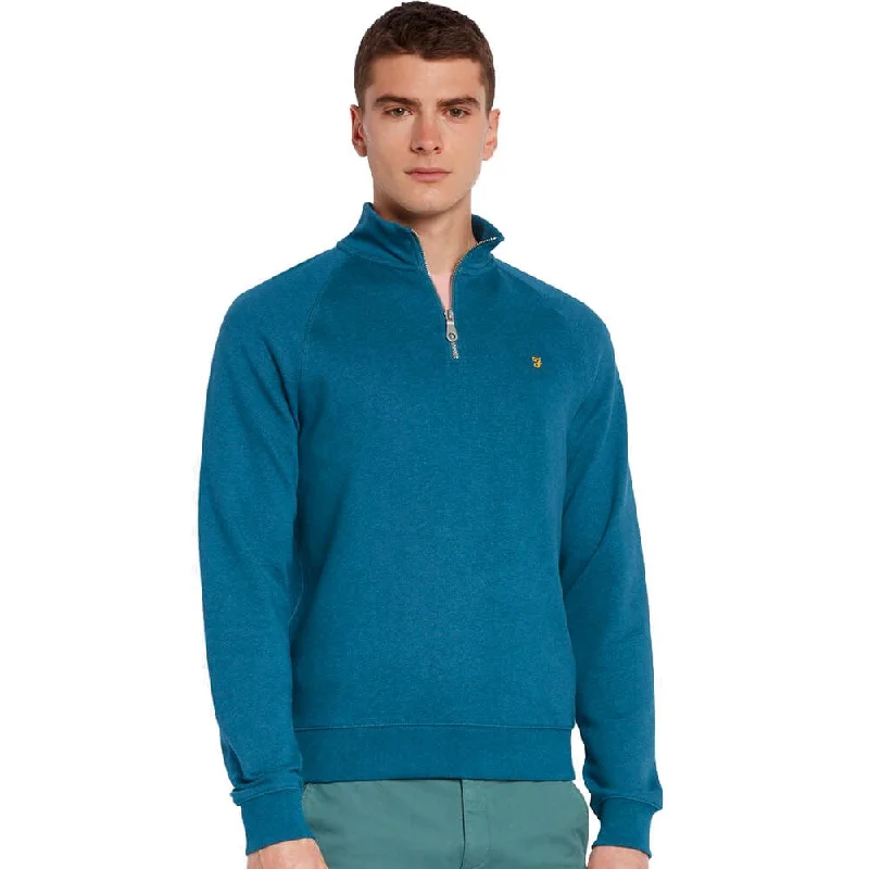 Jim Organic Cotton Quarter Zip Sweatshirt In Petrol Blue