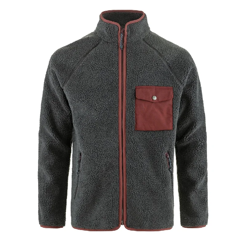 Fjallraven Vardag Pile Fleece Dark Grey / Maroon