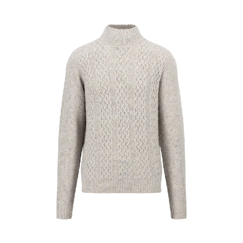 Fynch-Hatton Turtle Neck Donegal Cable Jumper Winter White 1410349