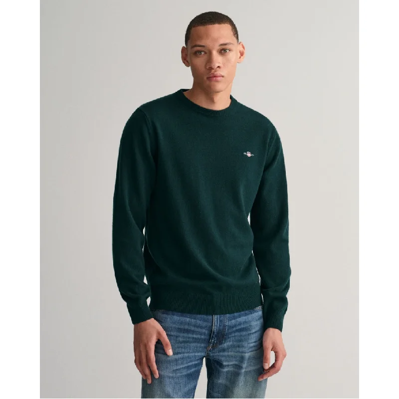 GANT Superfine Lambswool Crew Jumper 87211 Tartan Green