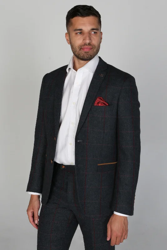 Madrid - Men's Navy Tweed Check Blazer