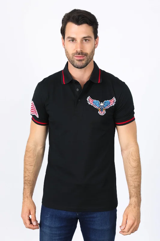 Mens Modern Fit Stretch USA Embroidery Polo