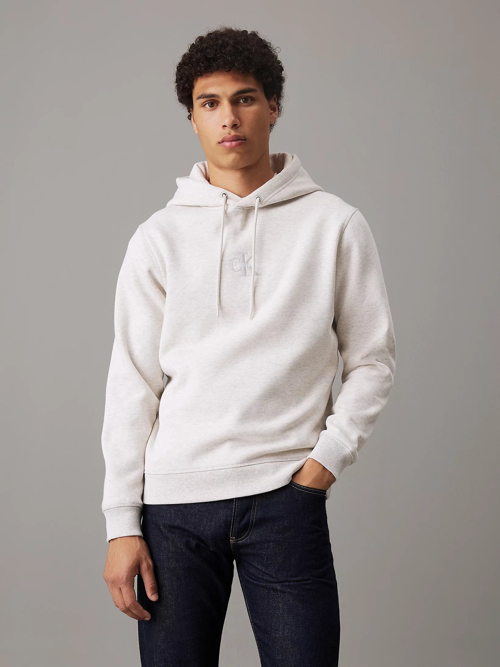 Fleece Monogram Hoodie in Ivory