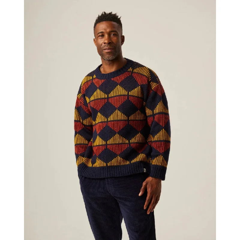 Peregrine Pure Merino Wool Peak Crew Jumper Navy Made in England WJ51122