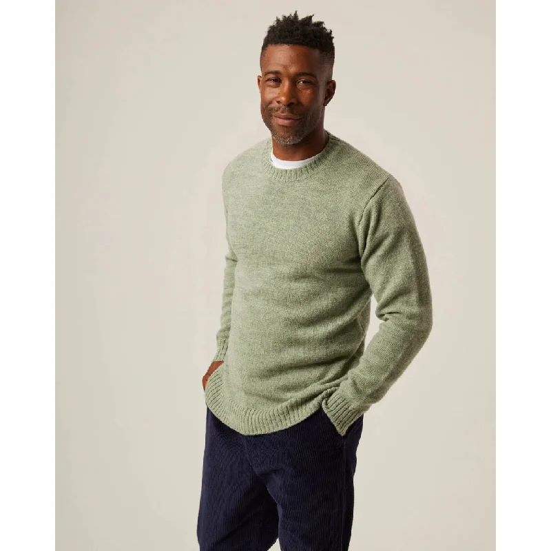 Peregrine Pure Merino Wool Makers Stitch Crew Jumper Mint Made in England WJ71008