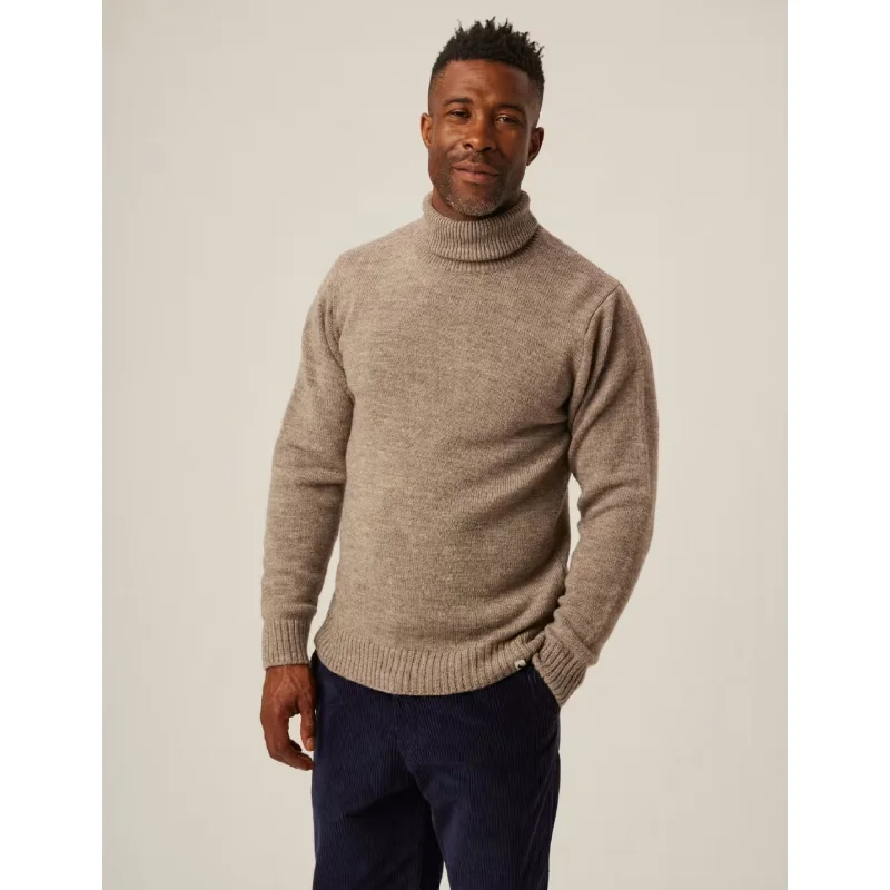 Peregrine Makers Stitch Polo Neck Jumper Oak Made in England WJ71038