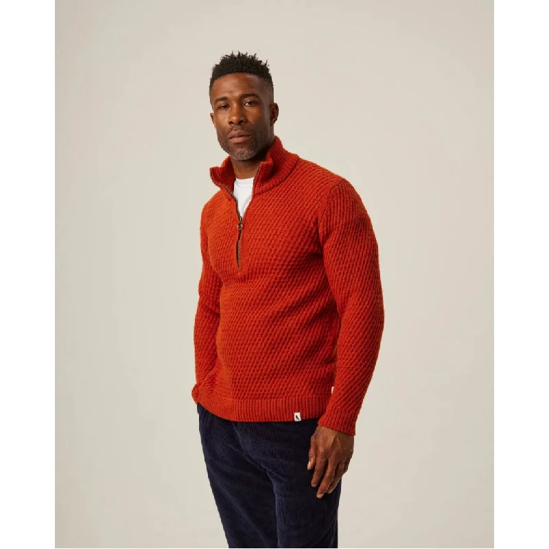 Peregrine Birchall Quarter Zip Jumper Orange Made in England WJ71101