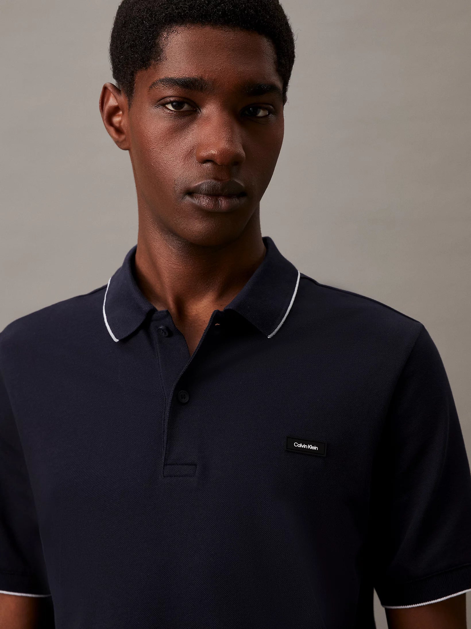 Slim Pique Polo Shirt in Night Sky