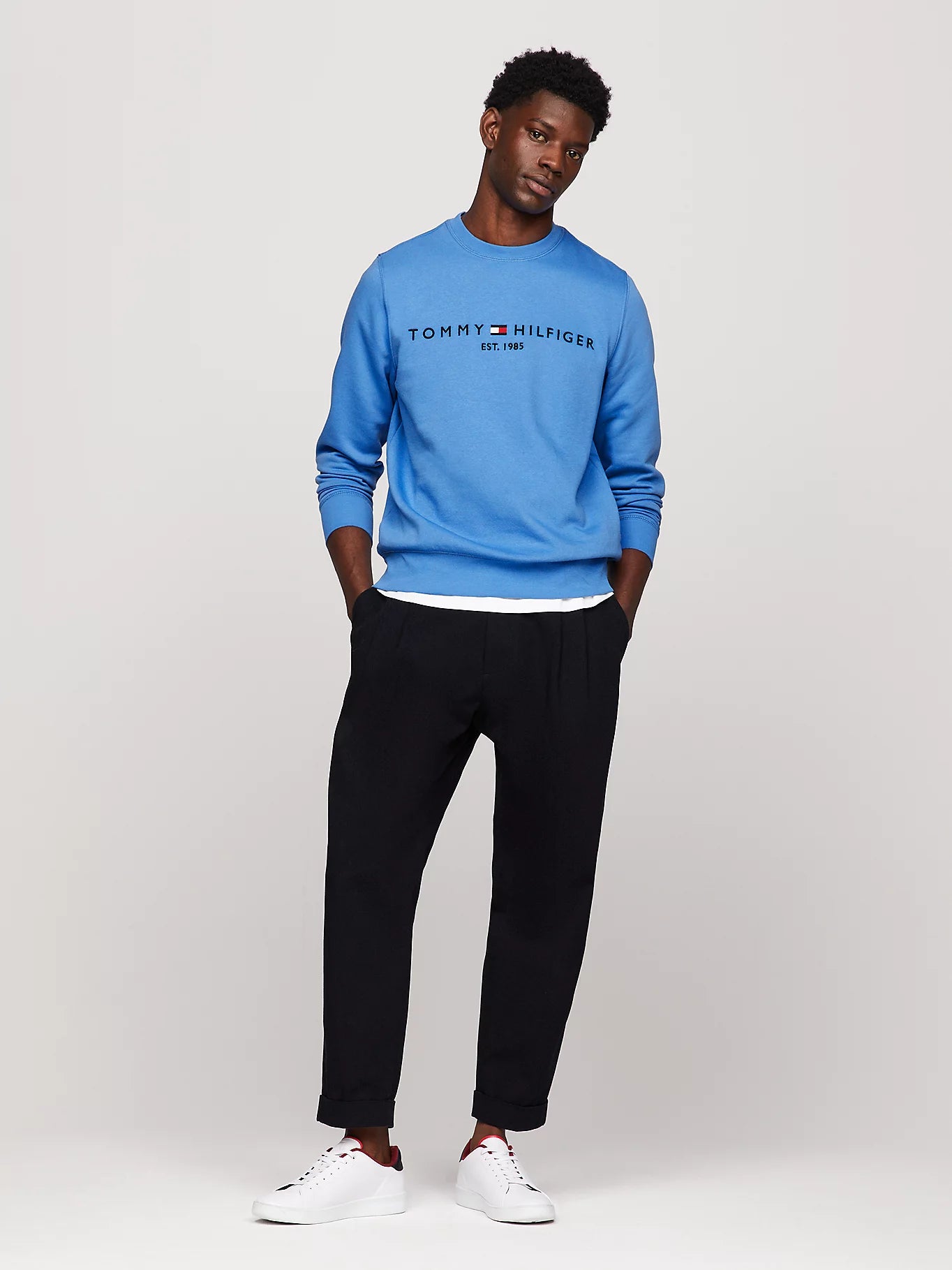 Logo Graphic Crew Neck Sweatshirt in Blue Spell