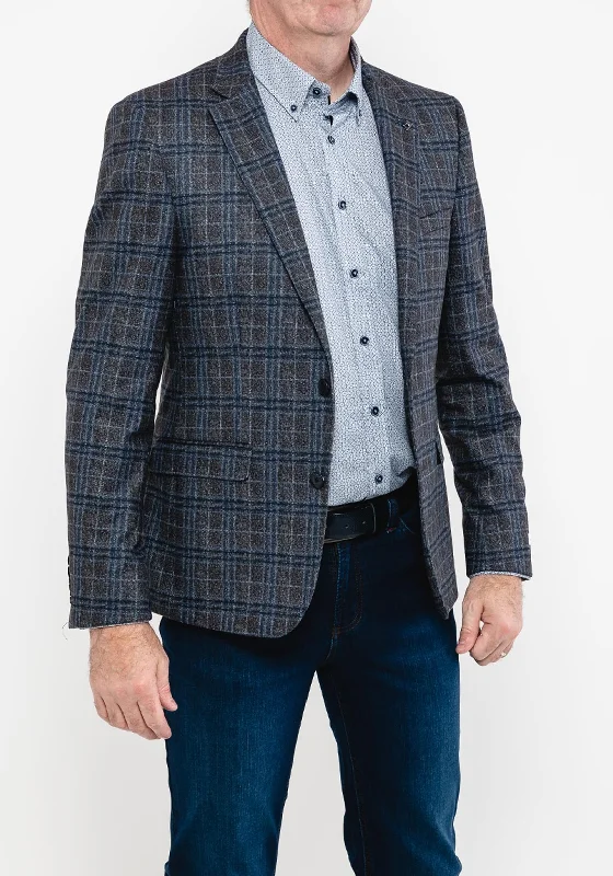 White Label Check Blazer, Grey & Navy