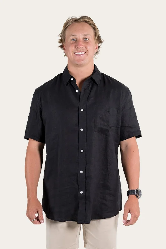 Dawson Mens Relaxed Linen Dress Shirt - Black